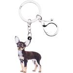 WEVENI Acryl niedlich Chihuahua Hund Schlüsselanhänger Haustier Schlüsselanhänger Schmuck für Frauen Mädchen Handtasche Handtasche Auto (Schwarz)