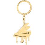 WEVENI Klavier Schlüsselanhänger Zierliche Edelstahl Klavier Schlüsselringe für Damen Mädchen Musikinstrumente Geschenke Autoschlüssel Charms (Vergoldet)