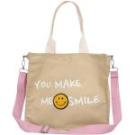 Khakifarbene Emoji Smiley Tote Bags & Henkeltaschen mit Reißverschluss für Herren 