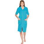 Blaue Unifarbene Kurzärmelige OTTO WERNER Mini Stehkragen Bademäntel kurz mit Reißverschluss aus Baumwollmischung trocknergeeignet für Damen für den für den Sommer 