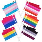 Whaline 60 Stück Regenbogen Flagge Transgender Asexuelle Bisexuelle Pansexuelle Lesbische Stock Flaggen, Lebendige Gay Pride Flagge Mini Hand LGBT Fahnen für Karneval LGBT Party (21 x 15 cm)