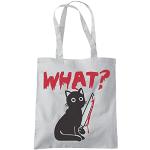 What? Katze – Einkaufstasche – lustige Horrorkatze Mord Katze schwarze Katze Halloween Killer Katze Tote Bag, grau, One size