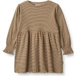 Reduzierte Beige Gestreifte Wheat Bio Rundhals-Ausschnitt Kinderkleider aus Baumwolle für Mädchen Größe 116 