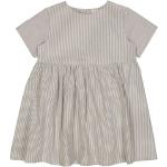 Reduzierte Graue Gestreifte Wheat Bio Rundhals-Ausschnitt Kinderkleider aus Baumwolle für Mädchen Größe 104 