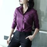 Violette Langärmelige Damenlangarmhemden aus Leinen Handwäsche Größe 3 XL 