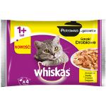 WHISKAS Adult Geflügelgeschmack - Nassfutter für Katzen in Gelee (Huhn, Ente, Pute, Geflügel) 4x85g (Rabatt für Stammkunden 3%)