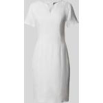 Offwhitefarbene Business Halblangärmelige White Label Midi V-Ausschnitt Midikleider aus Polyester für Damen Größe M 