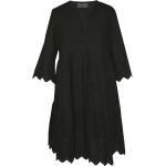 Schwarze Halblangärmelige Kleider mit Lochstickerei für Damen Größe XS 