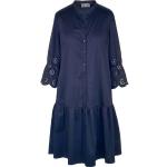 Reduzierte Marineblaue Unifarbene White Label Midi Rundhals-Ausschnitt Stufenkleider aus Baumwolle Handwäsche für Damen Größe XS 