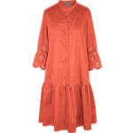 Reduzierte Orange Unifarbene White Label Midi Rundhals-Ausschnitt Stufenkleider aus Baumwolle Handwäsche für Damen 