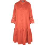 Orange Stehkragen Stufenkleider aus Baumwolle für Damen Größe M 