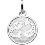 Silberne Fische-Anhänger mit Sternzeichen-Motiv poliert aus Silber graviert 