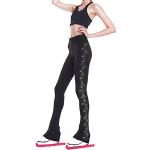 Whlucky Spiralkristall Eiskunstlaufhose Mädchen Damen Eislaufhose Vlies Skaten Trainingshose Strumpfhose,Black,120cm