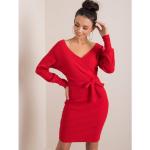 Rote Unifarbene Langärmelige Abendkleider rückenfrei aus Baumwolle enganliegend für Damen Größe M für Partys 