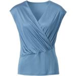 Blaue Waschbär Nachhaltige V-Ausschnitt T-Shirts aus Seide für Damen Größe L 