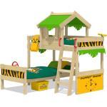 Wickey Kinderbett »Etagenbett Crazy Jungle, Plane Hausbett, 90 x 200 cm Hochbett«, bunt, apfelgrün/gelb