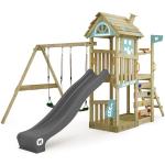 Pastellblaue Wickey Spieltürme & Stelzenhäuser aus Massivholz mit Sandkasten 