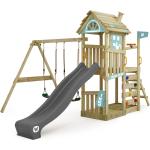 Pastellblaue Wickey Spieltürme & Stelzenhäuser aus Massivholz mit Rutsche 