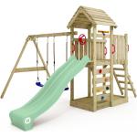 Pastellgrüne Wickey Spieltürme & Stelzenhäuser aus Massivholz mit Rutsche 