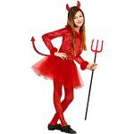 Reduzierte Rote Widmann Teufel-Kostüme mit Pailletten aus Polyester für Kinder 