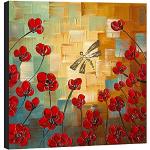 Bunte Moderne Wieco Art Blumenleinwandbilder mit Insekten-Motiv aus Acrylglas 60x60 