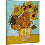 Gelbe Moderne Wieco Art Van Gogh Kunstdrucke mit Sonnenblumenmotiv aus Holz 30x40 