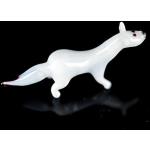 Wiesel Weiß Miniatur - Figur aus Glas - Glasfigur Weißer Hermelin Marder - Mini - Glastier Deko Setzkasten Vitrine