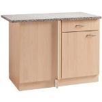 Beige WIHO Küchen Eckunterschränke aus Buche mit Schublade Breite 100-150cm, Höhe 50-100cm, Tiefe 50-100cm 