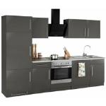Anthrazitfarbene WIHO Küchen Küchenmöbel matt Breite 250-300cm, Höhe 250-300cm, Tiefe 50-100cm 