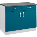 wiho Küchen Unterschrank »Amrum« 100 cm breit, blau, Ozeanblau/Hellgrau
