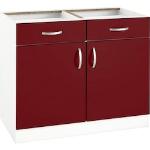 Rote WIHO Küchen Küchenunterschränke mit Schubladen matt mit Schublade Breite 100-150cm, Höhe 50-100cm, Tiefe 50-100cm 