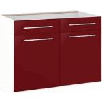 Rote WIHO Küchen Küchenunterschränke mit Schubladen mit Schublade Breite 100-150cm, Höhe 50-100cm, Tiefe 50-100cm 