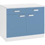 Reduzierte Himmelblaue WIHO Küchen Küchenunterschränke mit Schubladen mit Schublade Breite 100-150cm, Höhe 50-100cm, Tiefe 50-100cm 