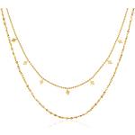 Nickelfreie Goldene Zweireihige Halsketten & Mehrlagige Halsketten vergoldet aus Edelstahl handgemacht für Damen 