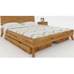 Braune Moderne Basilicana Rechteckige Betten mit Bettkasten geölt aus Massivholz mit Schublade 160x190 Breite 100-150cm, Höhe 50-100cm, Tiefe 150-200cm 