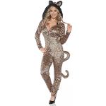 Braune Animal-Print Leopardenkostüme für Damen Größe XL 