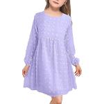 Violette Elegante Langärmelige Kinderkleider A-Linie aus Chiffon für Mädchen für den für den Herbst 