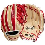 WILSON Unisex, Teenager A500 Baseball 27,9 cm Handschuh, Blond/Rot/Weiß, 11"