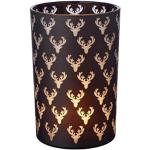 Schwarze Romantische 18 cm Edzard Teelichtgläser mit Hirsch-Motiv aus Glas 