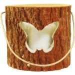 18 cm Runde Windlichter mit Insekten-Motiv aus Holz 