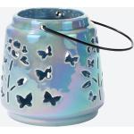 Hellblaue NKD Teelichthalter mit Insekten-Motiv glänzend aus Keramik 