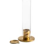 Windlicht Spin 120 höfats Edelstahl goldfarben poliert, Borosilikatglas silber, Designer Thomas Kaiser, Christian Wassermann, 54 cm