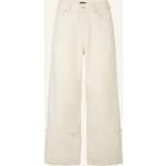 Cremefarbene Bestickte Loose Fit windsor Jeans mit Stickerei mit Reißverschluss aus Baumwolle für Damen Größe S 
