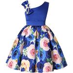 Reduzierte Blaue Blumenmuster Elegante Ärmellose Kinderfestkleider ohne Verschluss Handwäsche für Mädchen Größe 110 für den für den Frühling 