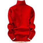 Rote Langärmelige Rollkragen Kaschmir-Pullover aus Wolle für Herren Größe M für Partys für den für den Winter 