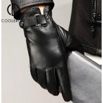 Schwarze Touchscreen-Handschuhe aus Leder Handwäsche für Herren für den für den Winter 