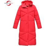 Rote Gesteppte Maxi Damensteppmäntel mit Reißverschluss aus Polyester mit Kapuze Größe 6 XL für den für den Winter 
