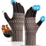 Reduzierte Braune Thermohandschuhe aus Alpaka-Wolle für Damen Einheitsgröße für den für den Winter 
