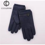 Schwarze Touchscreen-Handschuhe aus Veloursleder für Herren für den für den Winter 