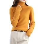 Gelbe Casual Rollkragen Kaschmir-Pullover aus Wolle Handwäsche für Damen Größe XS für Partys für den für den Winter 